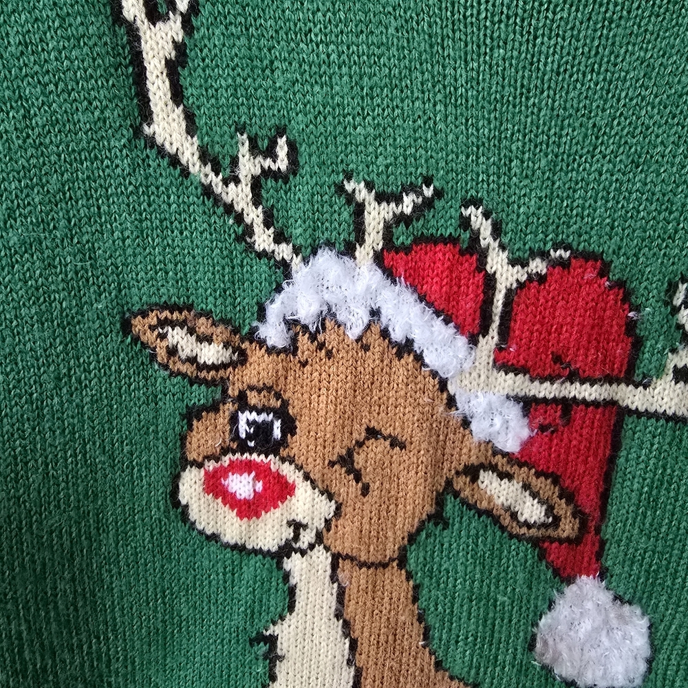 Vintage Retro D Ugly Christmas Sweater Reindeer Womens Medium - Picture 6 of 11